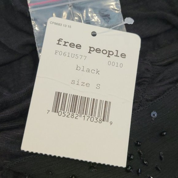 NWT Free People One Shoulder Square Neck Fairuza Black Sequin Tunic Tank Top - Picture 4 of 7